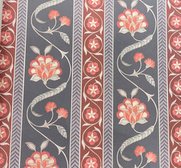 Gulbagh Stripe Wallpaper – Grey & Maroon
