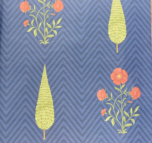 Poppy & Cypress Wallpaper – Blue