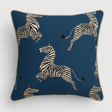 Dancing Zebra Cushion - Indigo