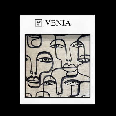 Muse – Abstract Line Art Face Fabric - Black