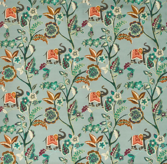 Elephant Song Fabric - Turquoise Tones