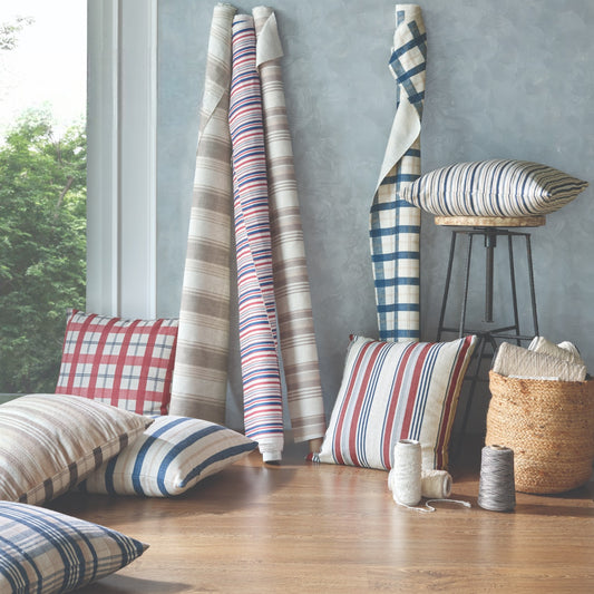 Axis Vertical Stripe Fabric - Blue