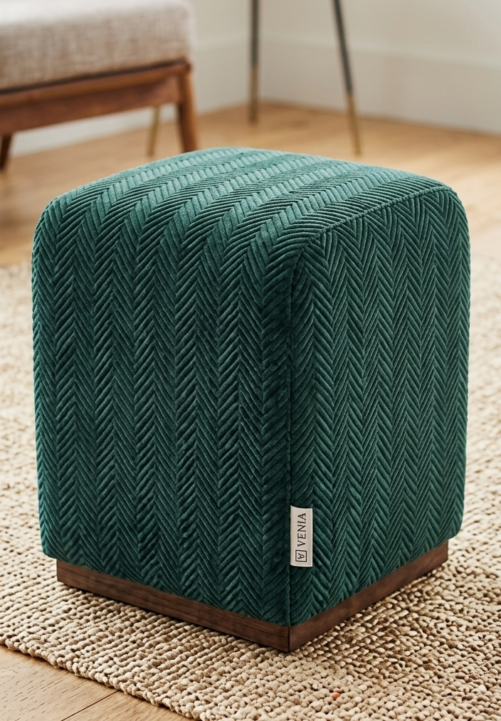 Textured Chevron Fabric – Forest Green