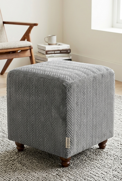 Textured Chevron Fabric – Grey