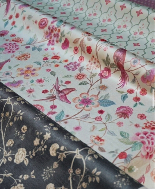 Neerja Floral Fabric - Charcoal