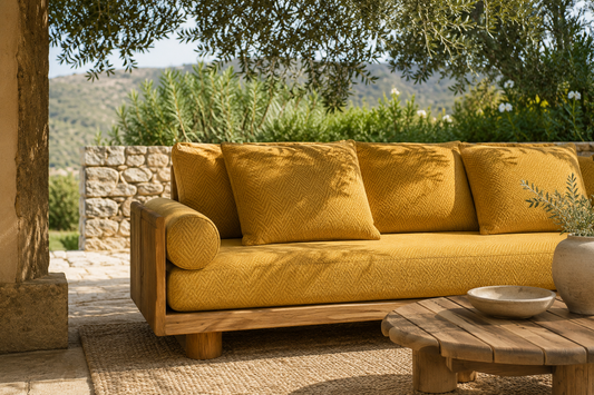 Chevron Weave Outdoor Fabric - Luxor Gold