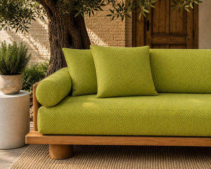 Chevron Weave Outdoor Fabric - Light Green