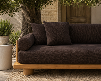 Chevron Weave Outdoor Fabric - Chocolate Brown