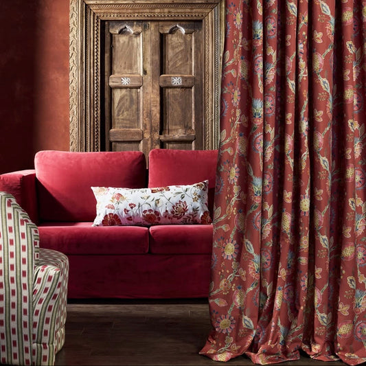 Crimson Jacobean Fabric