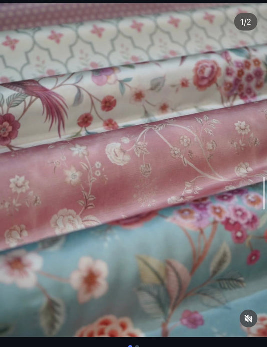Elysian Bloom Fabric – Aqua Blue