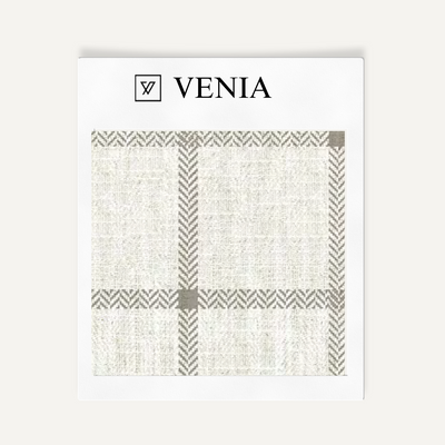 Heritage Check Fabric - Ivory with Grey detail