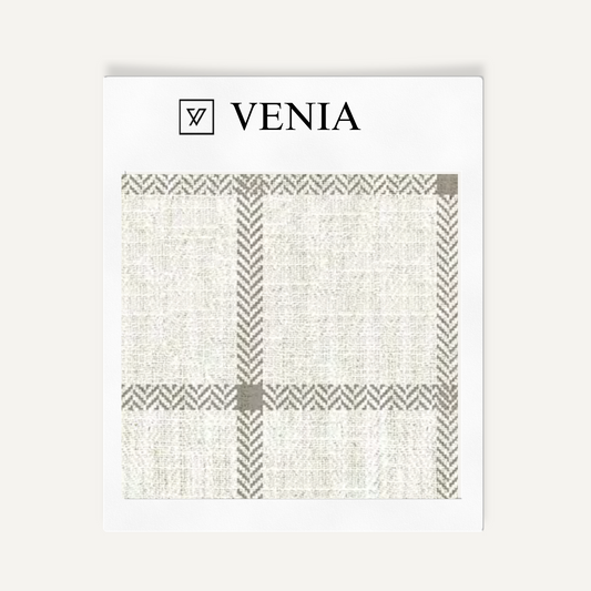 Heritage Check Fabric - Ivory with Grey detail