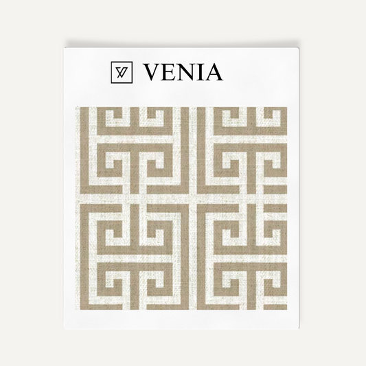 Greek Key Fabric - Beige