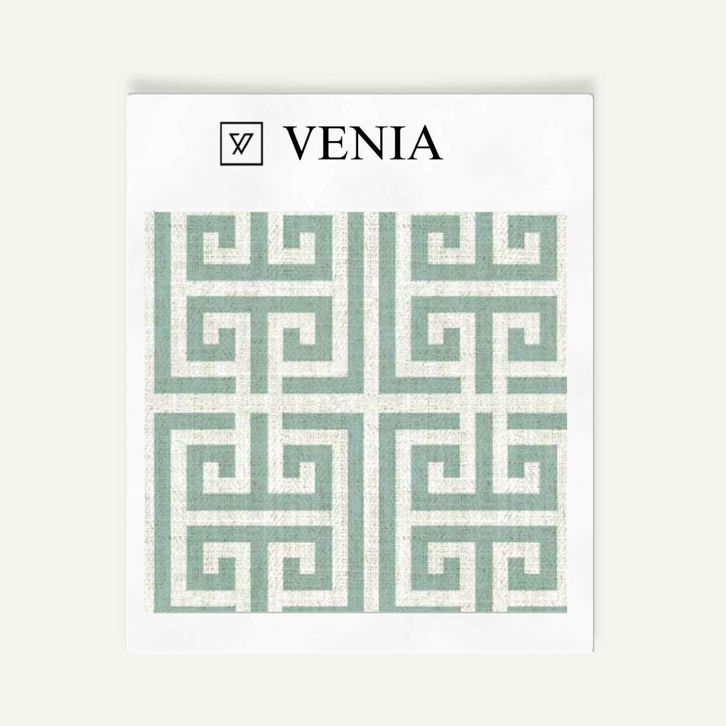 Greek Key Fabric - Jade Green