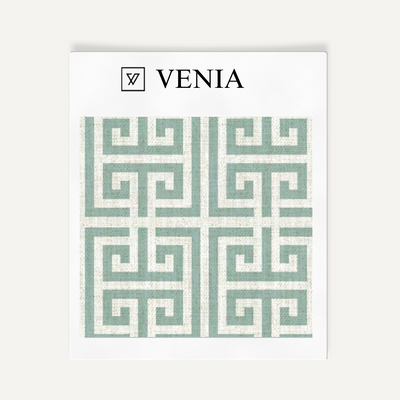 Greek Key Fabric - Jade Green