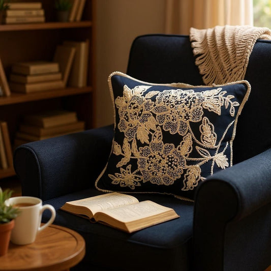 Inkwash Beaded Cushion
