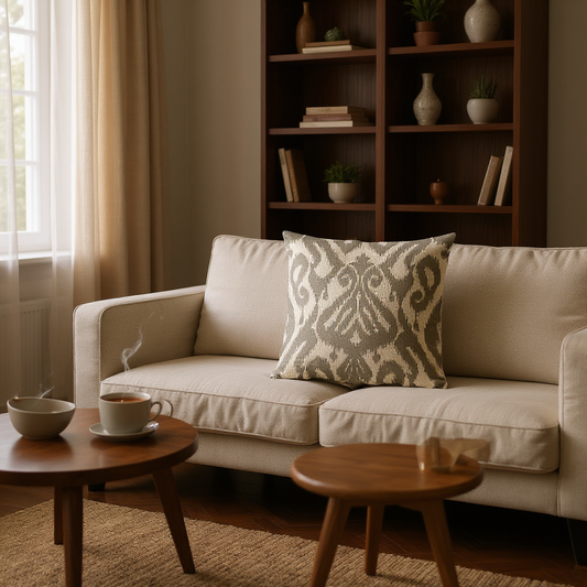Ikat Diamond Grey Cushion