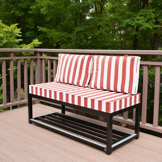 Patio Stripes Fabric - Red & White