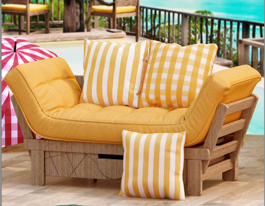 Patio Stripes Fabric - Yellow & White
