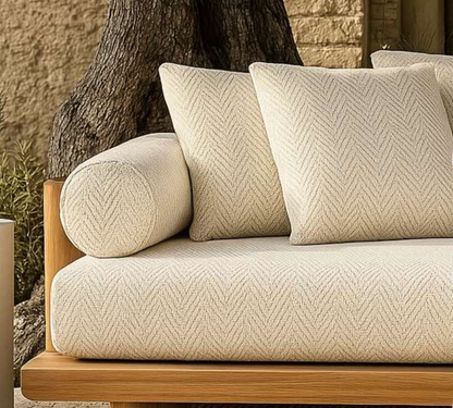 Chevron Weave Outdoor Fabric - Ivory