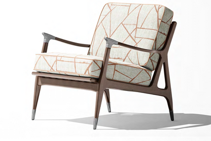 Modern Shard Fabric - Ivory with Blush pink detail