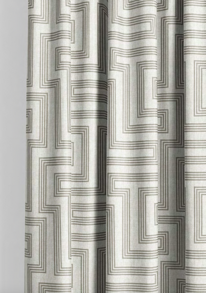 Deco Maze Fabric III - Ivory with Greige detail