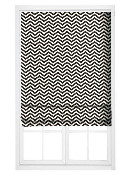 Bold Chevron Fabric - Ivory with Black detail