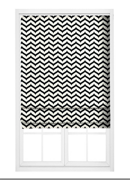 Mini Chevron Fabric - Ivory with Black detail