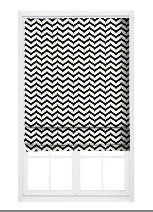 Mini Chevron Fabric - Ivory with Black detail