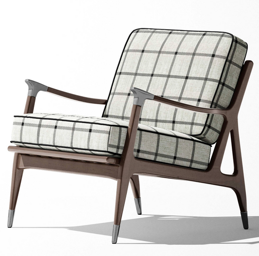 Heritage Check Fabric - Ivory with Black detail