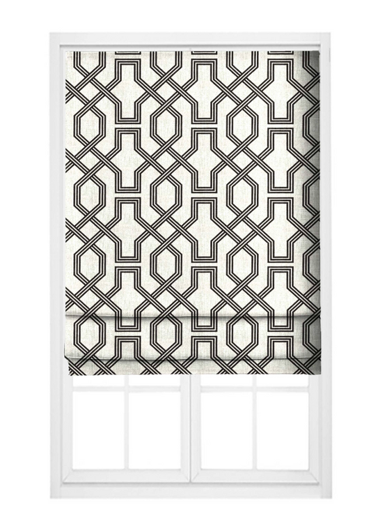 Octagon Lattice Fabric - Ivory with Black detail