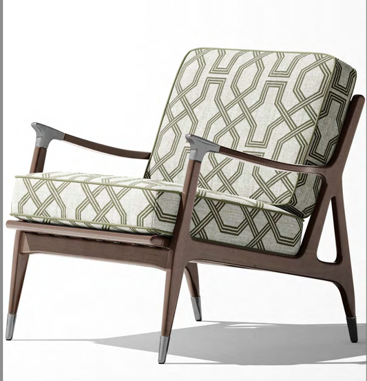 Octagon Lattice Fabric - Ivory with Olive detail