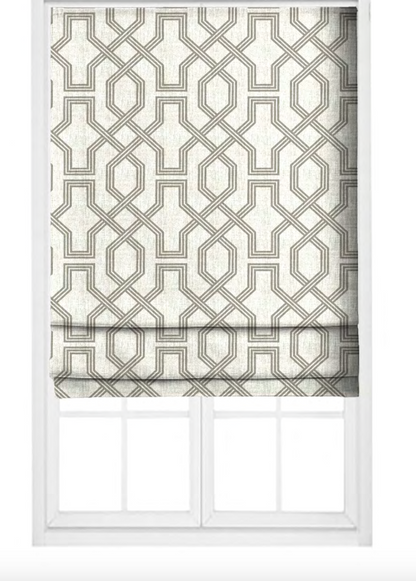 Octagon Lattice Fabric - Ivory with Grey detail
