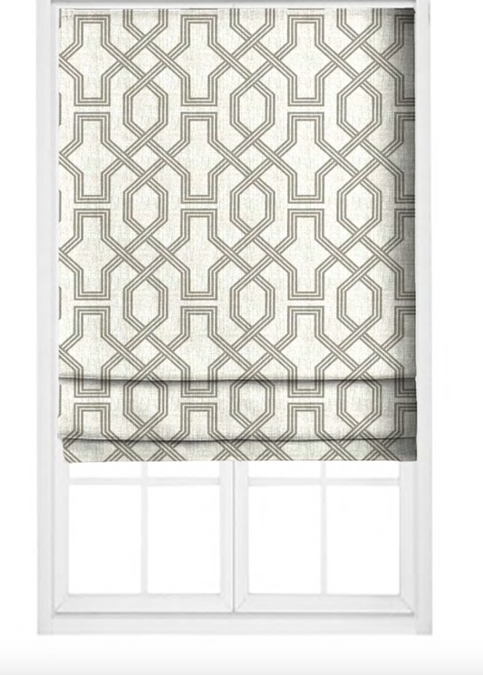Octagon Lattice Fabric - Ivory with Grey detail