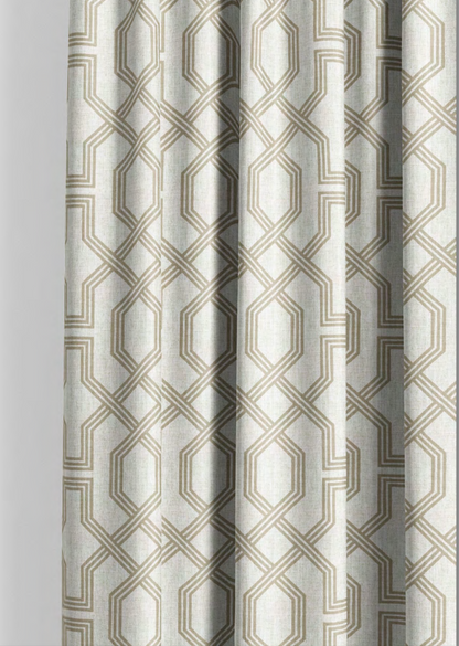 Octagon Lattice Fabric - Ivory with Beige detail