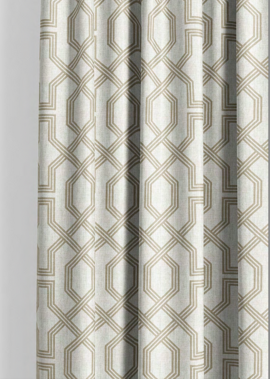Octagon Lattice Fabric - Ivory with Beige detail