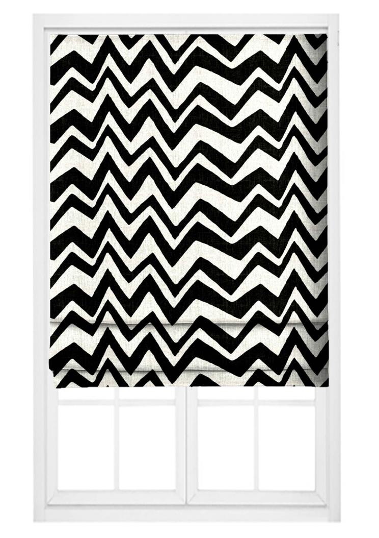Zigzag Fabric - Ivory with Black detail