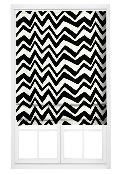 Zigzag Fabric - Ivory with Black detail