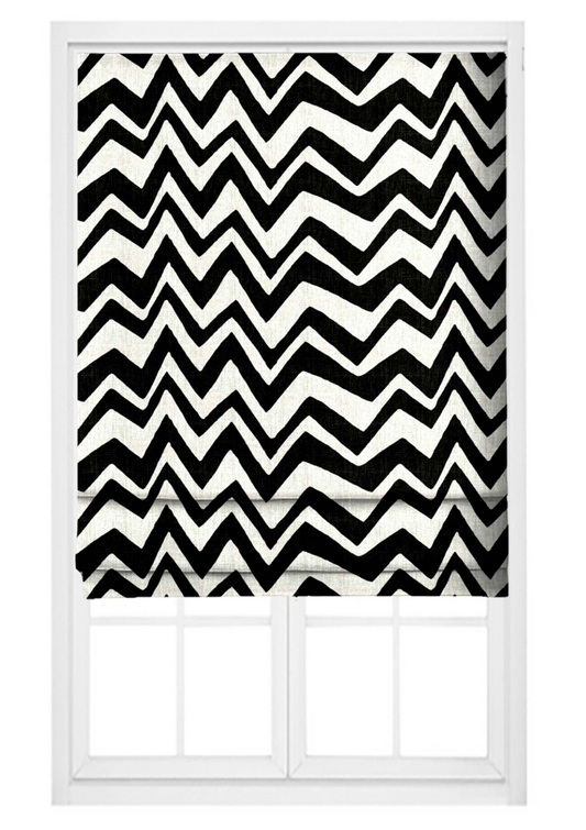 Zigzag Fabric - Ivory with Black detail