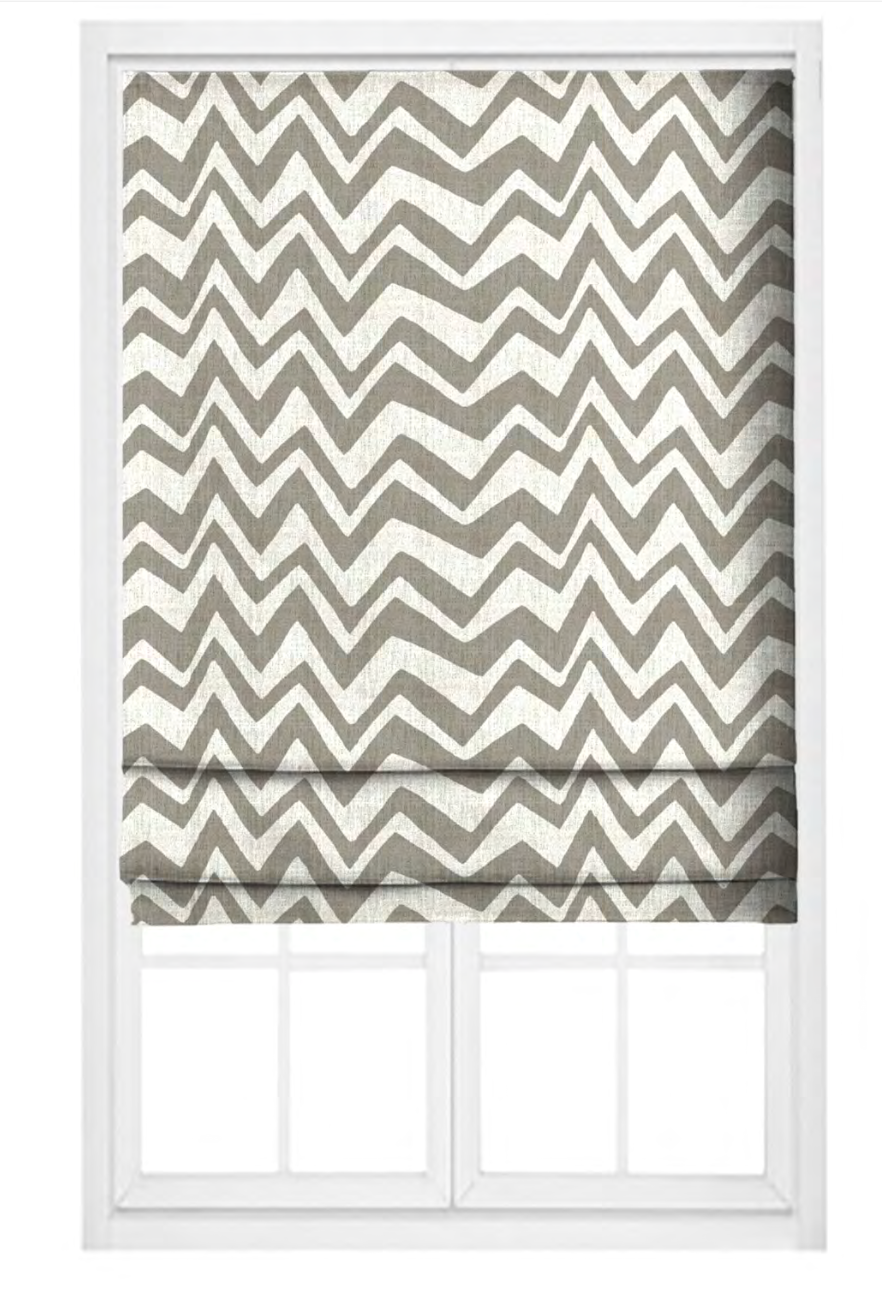 Zigzag Fabric - Ivory with Grey detail