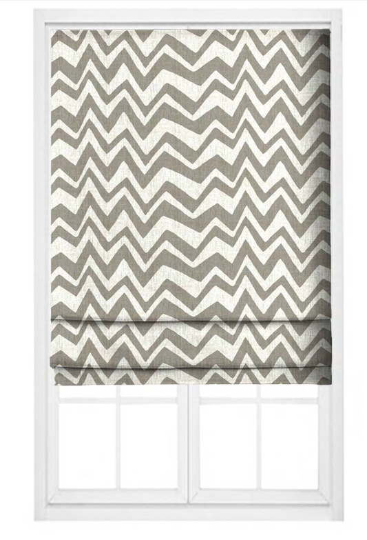 Zigzag Fabric - Ivory with Grey detail