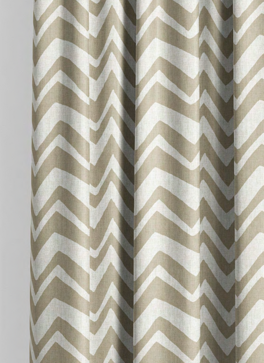 Zigzag Fabric - Ivory with Beige detail