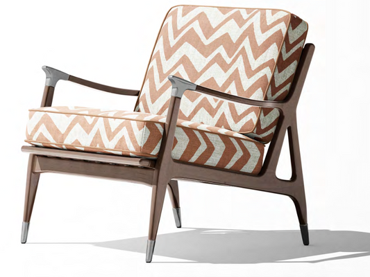Zigzag Fabric - Ivory with Blush pink detail