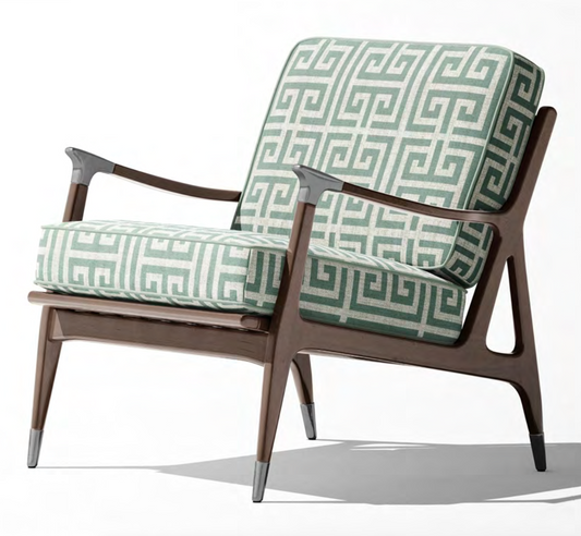 Greek Key Fabric - Jade Green