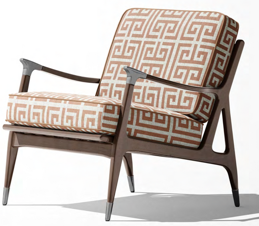 Greek Key Fabric - Blush Pink