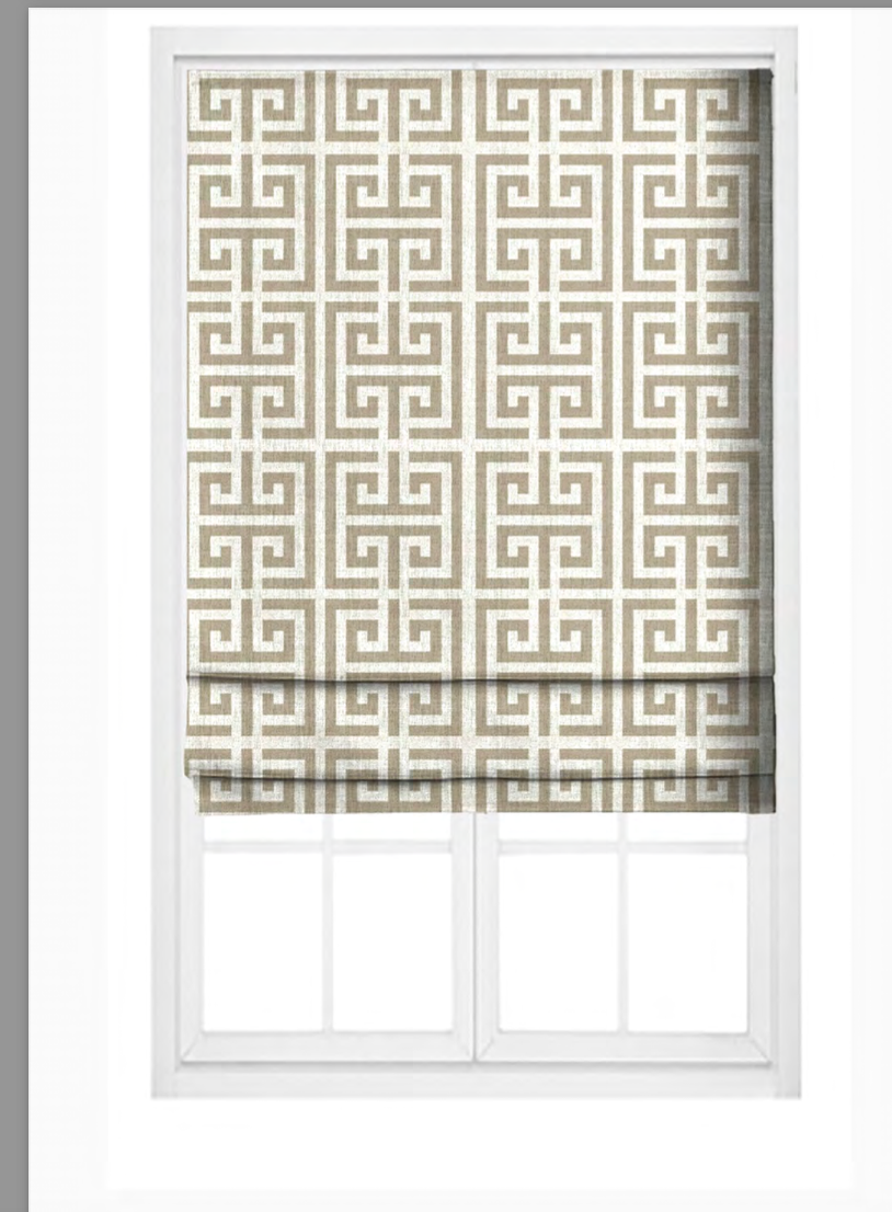 Greek Key Fabric - Beige