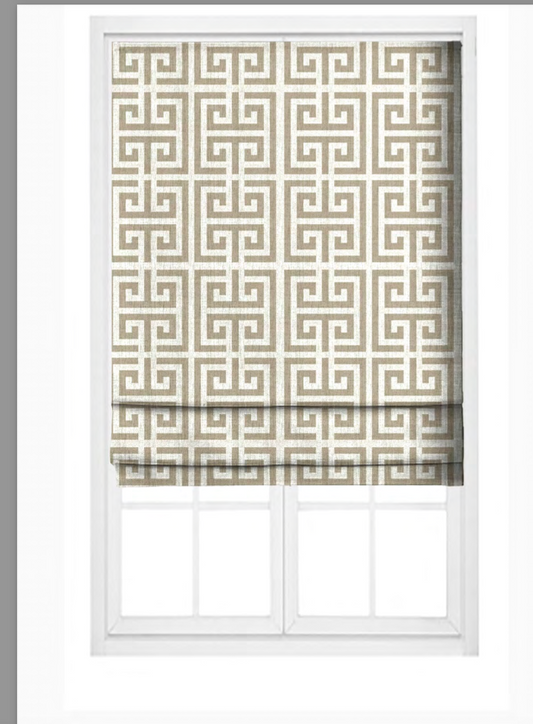 Greek Key Fabric - Beige