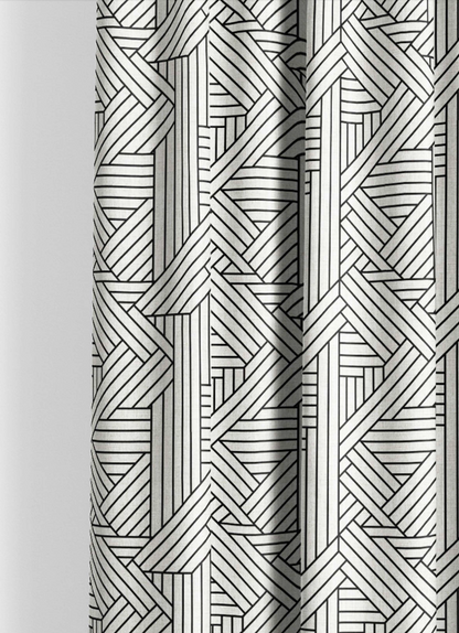 Panel Weave Fabric - Ivory with Black detail