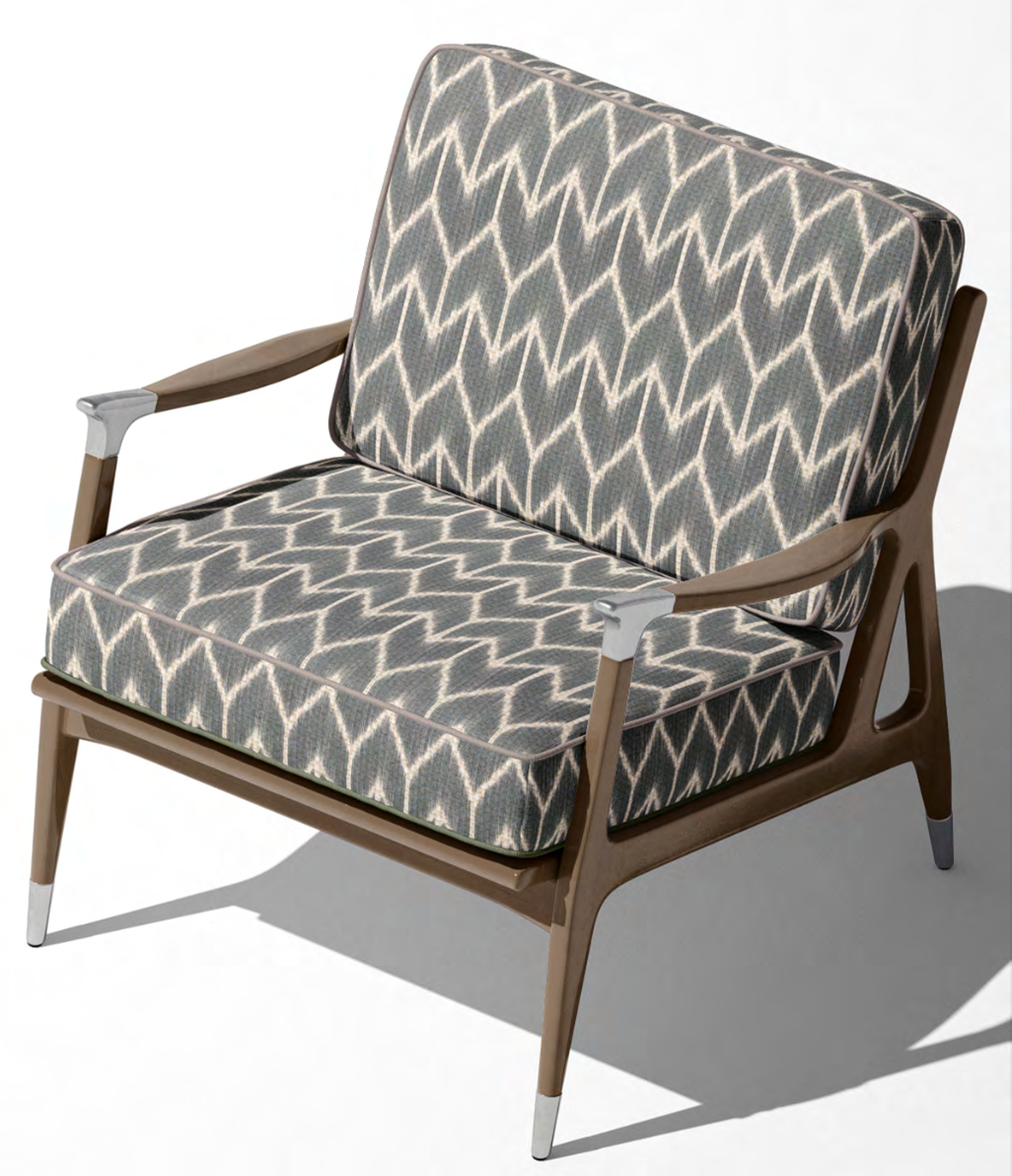 Ikat Arrowhead Fabric – Steel Grey