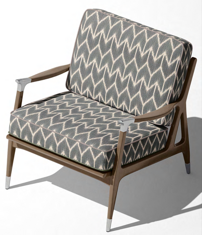 Ikat Arrowhead Fabric – Steel Grey
